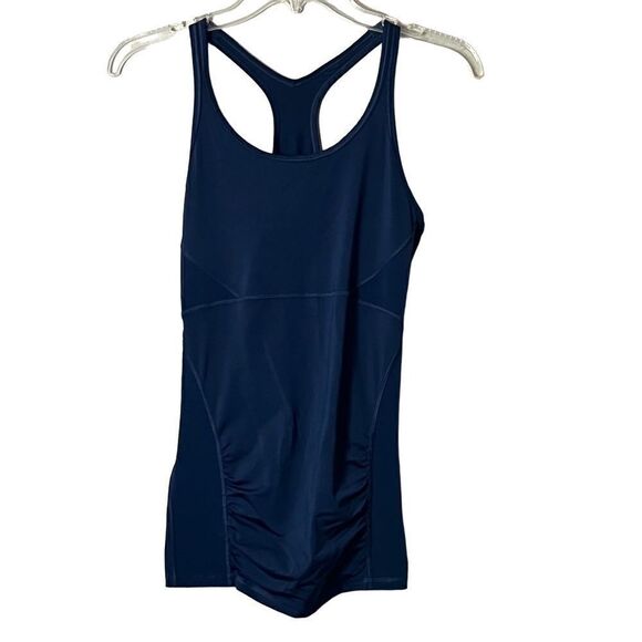 Athleta Tank Blue Racerback Front Ruching Sleeveless Activewear Top women's Sz S - Picture 1 of 7